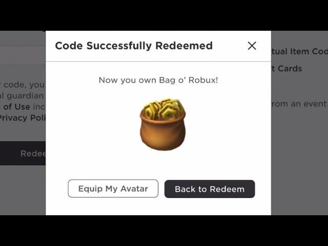 Redeeming the Bag of Robux! (NO STEALING MY CODE)