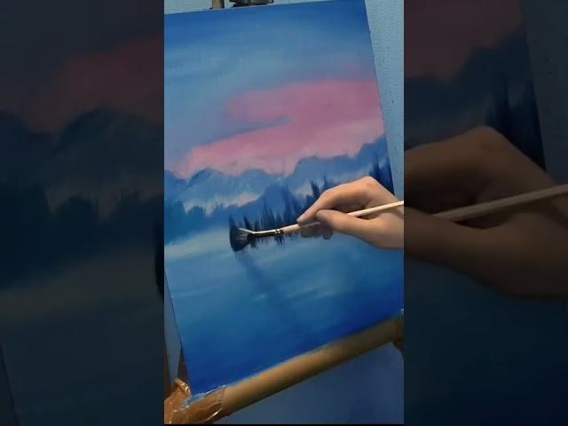 рисую картину маслом по мк Боба Росса - полное видео на канале) #art #живопись #painting #landscape