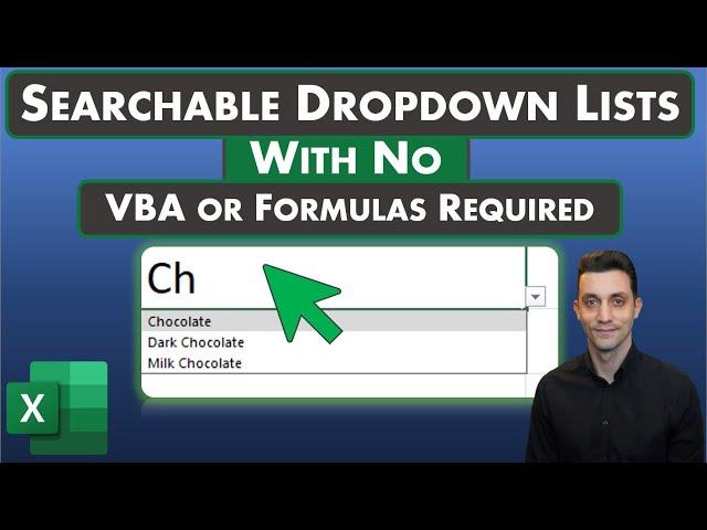 Excel Tips - Create Searchable Dropdown Lists | No VBA or Formulas Required | Latest Excel Versions