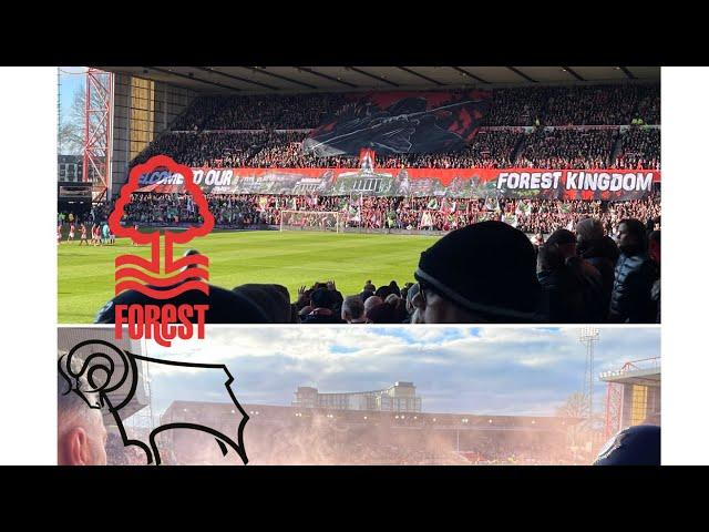 Smoke bombs! Pyros and limbs East Midlands Derby!! Nottingham Forest vs Derby County