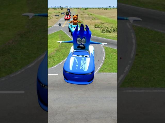 Mix Funny Cars Vs Spike Bollard #beamng #beamngdrive #shorts