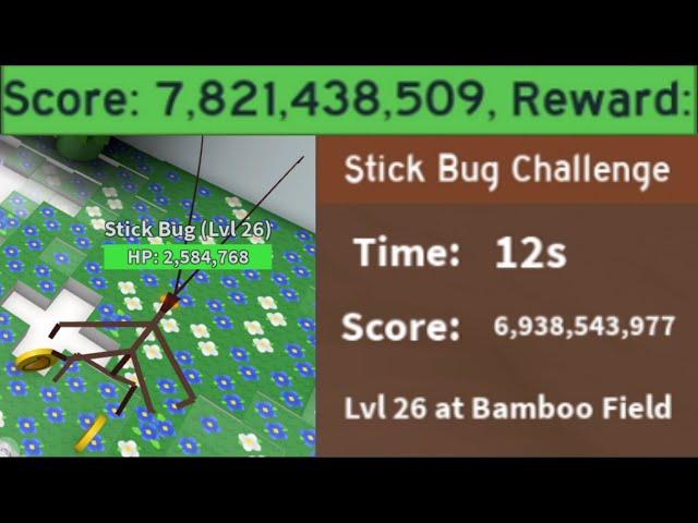 World Record 7.82B Score Stick Bug | World First Level 26 Stick Bug | Bee Swarm Simulator