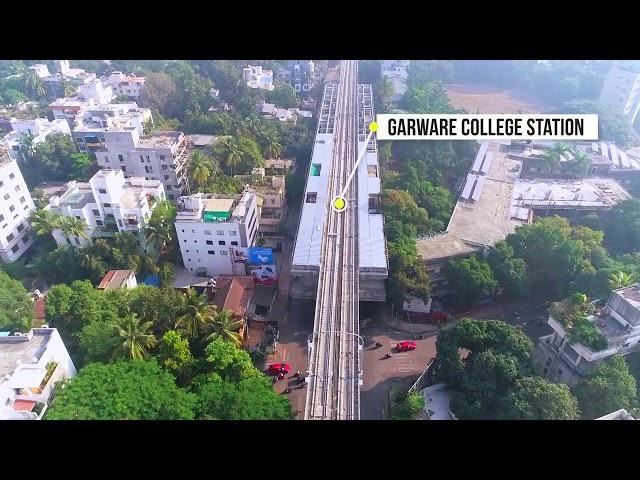 Aerial view of Pune Metro work progress from Vanaz to Civil Court Route - November 2020