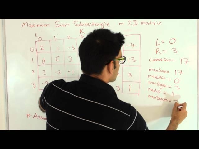 Maximum Sum Rectangular Submatrix in Matrix dynamic programming/2D kadane