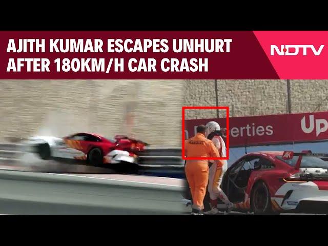 Ajith Kumar Accident | Actor Ajith Kumar's 180 Kmph Crash In Porsche Race Car In Dubai