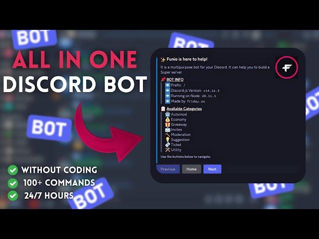 Create 100+ Commands Discord Bot Without Coding in 2024 | 24/7 Hours Online