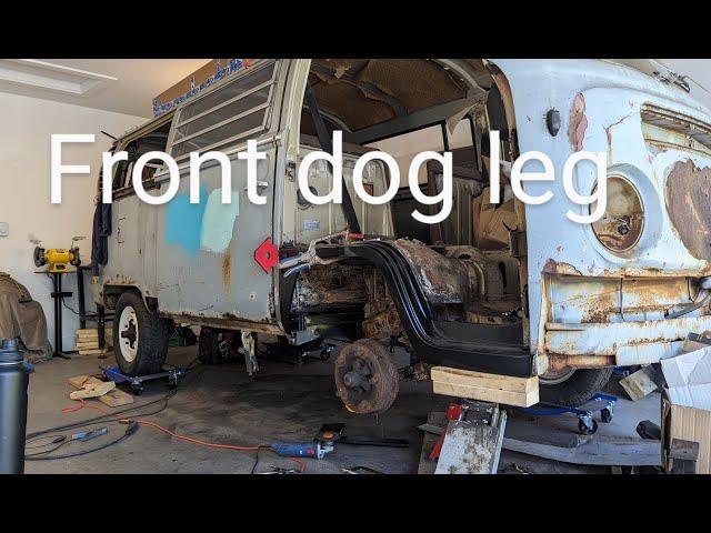 1969 VW bus gets a new dog leg and b pillar !!!