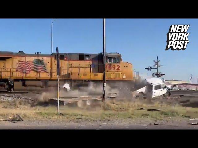 Unbelievable Moment - Texas Train Crash Caught on Camera | New York Post