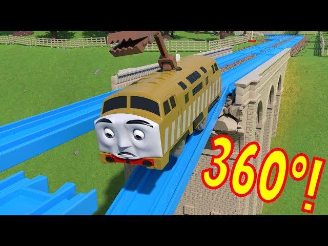 360º TOMICA Thomas and Friends: Diesel 10 FALLS off the Viaduct!