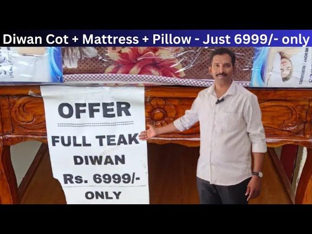 Limited Time Offer: Diwan Cot, Mattress, and Pillow for Only 6999/- | Call 7331188678