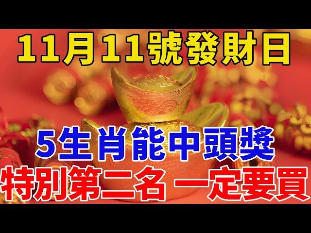 真的准！11月11號發財日，這5生肖能中頭獎，特別是第二名，一定要買！中大獎發大財，正財偏財不斷，金銀珠寶堆滿屋！【般若之音】#生肖 #運勢 #風水 #財運