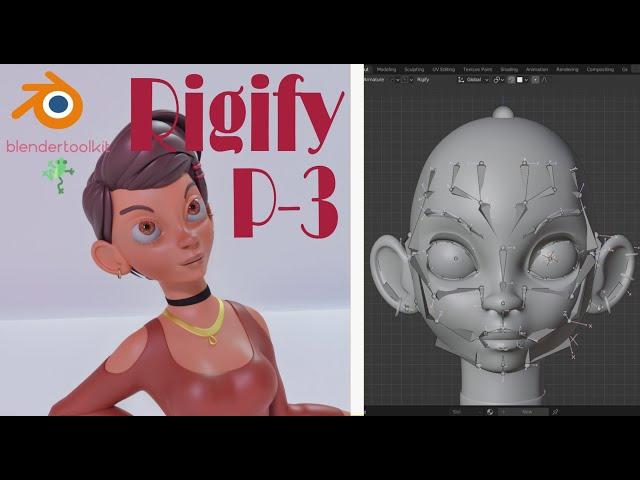 Риггинг персонажа в Blender с помощью аддона Rigify.Размещаем лицевые кости.