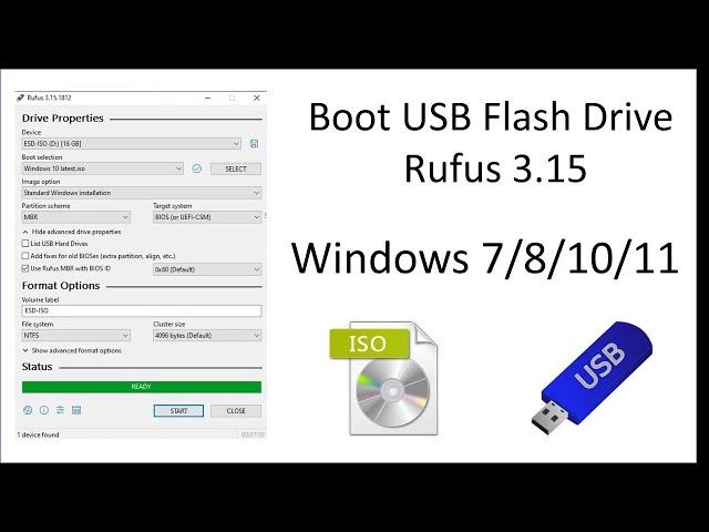 Boot USB Flash Drive with Rufus 3.15 |Windows 7/8/8.1/10/11