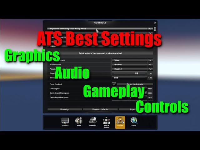 American Truck Simulator, Graphics, Audio, Controls Settings.