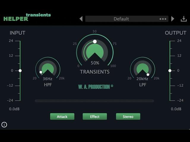 FREE VST PLUGIN BY W A PRODUCTION - HELPER TRANSIENTS 2