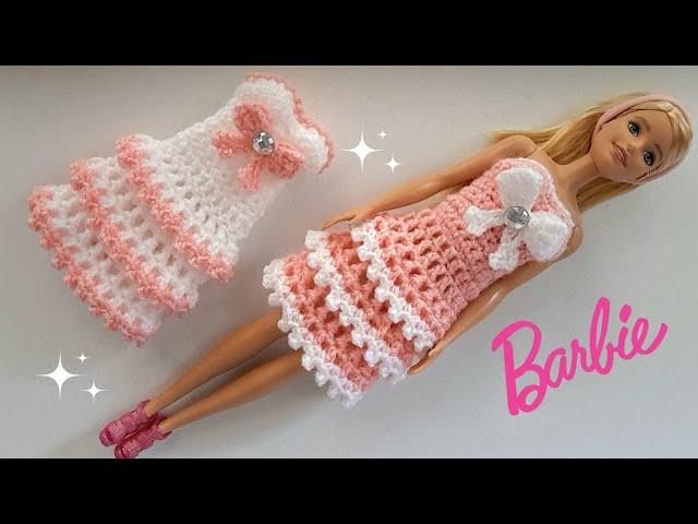 Elegante vestido para barbie en CROCHET🩷 | Moda en rosa️ | Barbie outfit