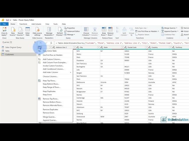 Removing Duplicate Records in the Microsoft Power BI Query Editor