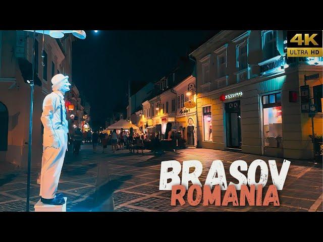 [Romania] Night Walk in Brasov - 4K HDR