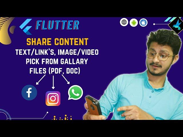 Flutter Share Content like Text, Url, Image, video & Document files using share plus package