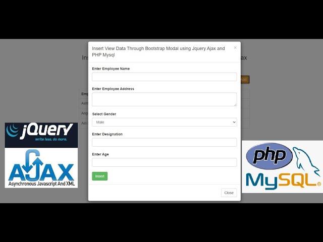 Insert View Data Through Bootstrap Modal using Jquery Ajax and PHP Mysql