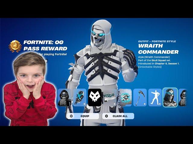 My 11 Year Old Kid Reaction Giving Him NEW Fortnite OG Battle Pass Skins & Unlocking FREE Og Glider