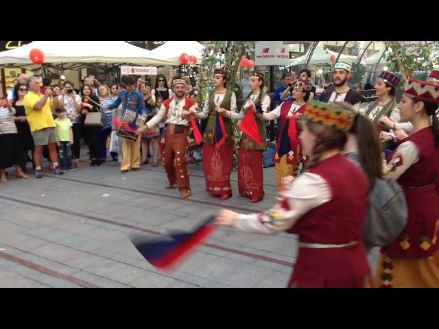 Armenian National Dance. Armenia Republic Day in Yerevan. Northern Avenue