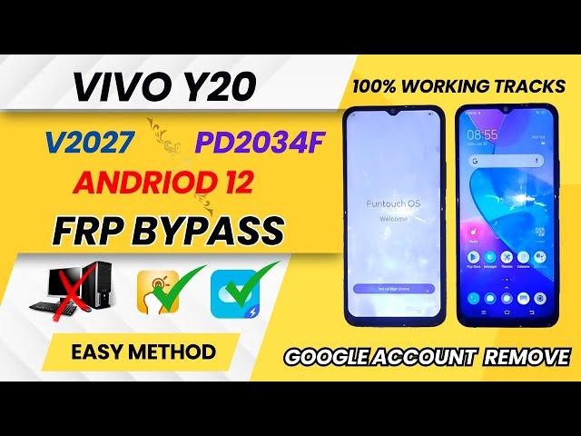 Vivo Y20 (v2027) frp bypass Android 12 || Vivo Y20 / Y20i  google account remove without PC