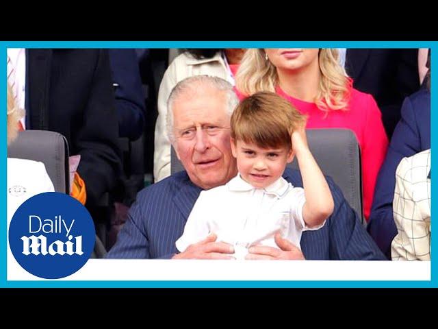 Cute moment Prince Charles bounces Prince Louis on his knee