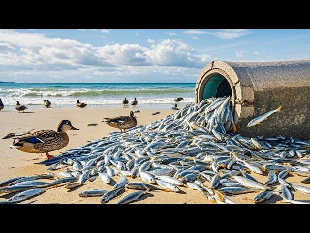 After Low Tide, A Large Number Of Sand Fish Were Stranded On The Beach