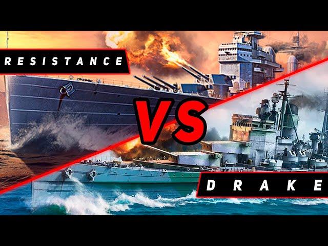 КРЕЙСЕР RESISTANCE VS DRAKE! ЧТО ОКАЖЕТСЯ СИЛЬНЕЕ?! VKPLAY TWITCH TROVO YOUTUBE МИР КОРАБЛЕЙ