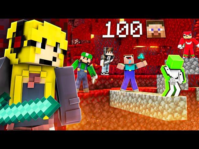 XXL 100 SPIELER VS LETSHUGO - MANHUNT (ONLY NETHER)