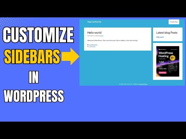 How To Customize Sidebar In Wordpress | Add widgets to Sidebars