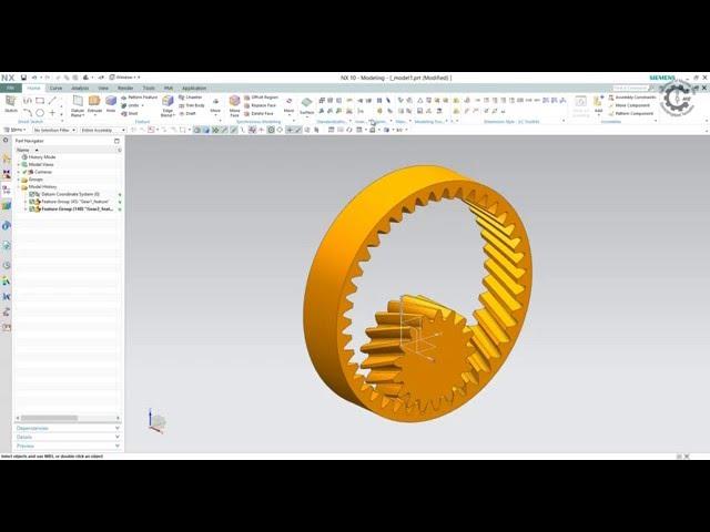 Siemens PLM NX GC Toolkit - Profile Shifted Internal Helical Gear Modeling