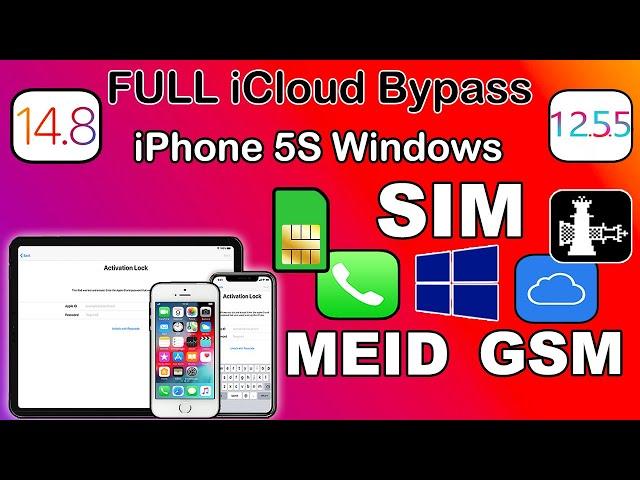 NEW MEID/GSM With Sim/Calls on Windows| iCloud Bypass iPhone 5S Windows Signal Fix iOS 14.8/12.5.5