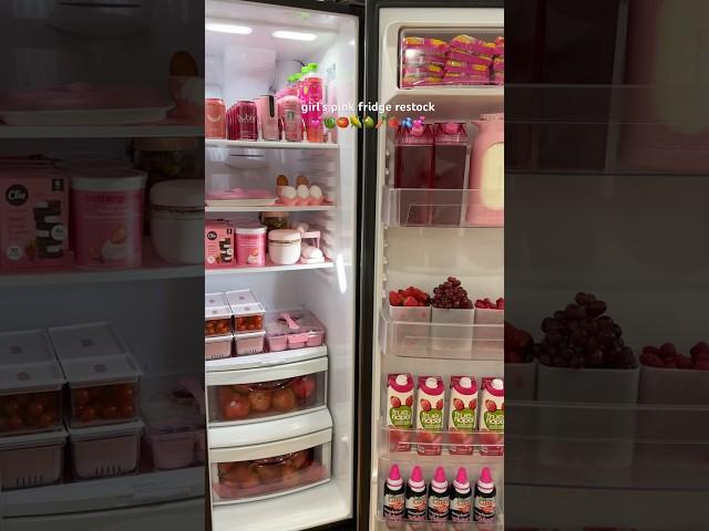 girl’s PINK fridge restock #asmr #restock #fridge #shorts #pink #gorltalk #thatgirl