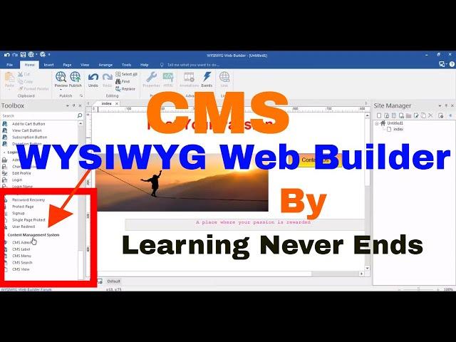 CMS Tools in WYSIWYG Web Builder Complete Tutorial CMS View CMS Menu CMS Search CMS Label