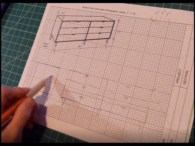 Manual Drafting: Orthographic Sketching on Grid Paper