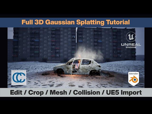 3D Gaussian Splatting full tutorial, crop, transform, mesh, import into UE5 & Collision