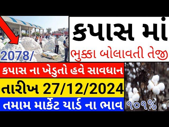 Kapas na bhav | 27-12-2024 | કપાસના ભાવ:2024 | Information about Cotton Crop Price | Commodity Trend