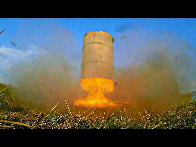  FLIGHT ON A BARREL FILLED WITH CARBIDE crazy exploders of barrels