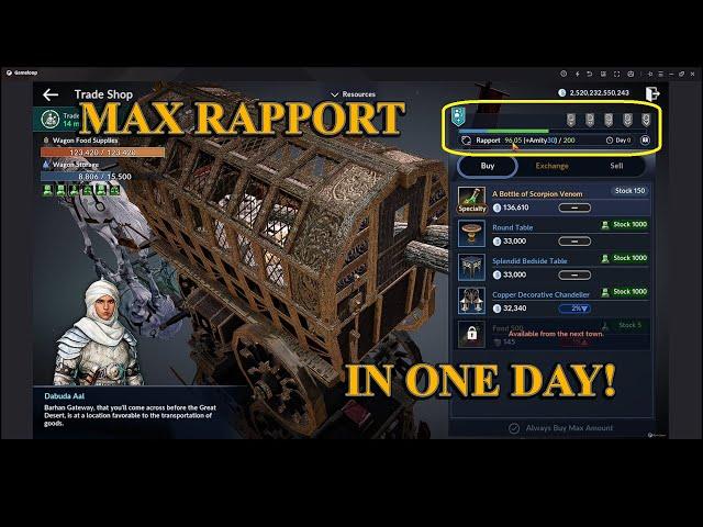 Black Desert Mobile | How to Fast Increase Max Rapport For Merchantry's New Town