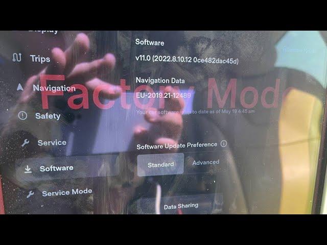 Tesla Factory Mode input in Factory mode on firmware 2022.8.10.12