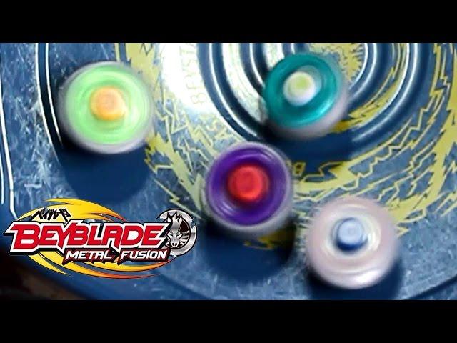 Beyblade Battle Royal #3 Rock Leone vs Lightning L drago vs Earth Eagle vs Flame Libra!