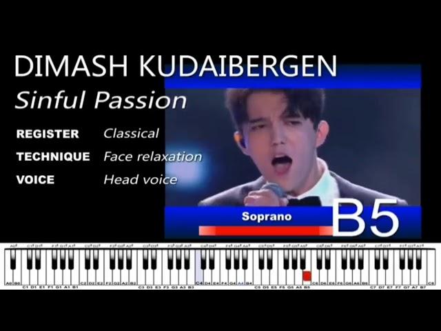 (fanmade) Dimash Kudaibergen - vocal range of "Sinful Passion"