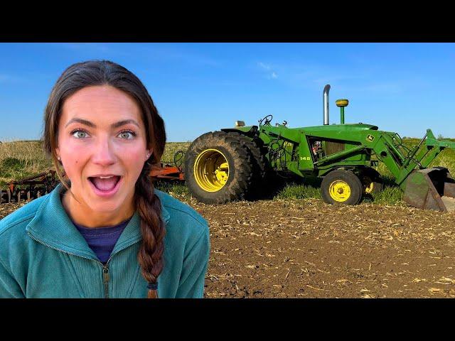 OLD Tractor Working Sweet Corn Patch