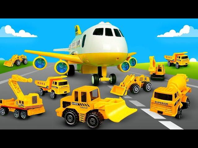 Vidéo en français avec voitures pour enfant. Avion-transporteur de véhicules d'assistance.