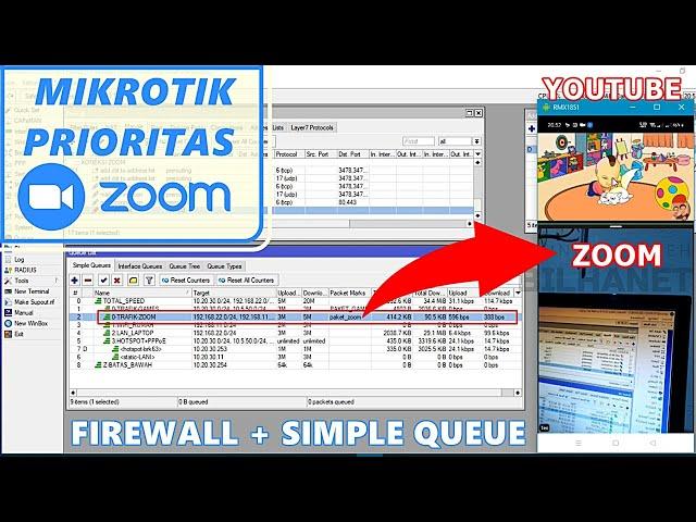 Pisah Trafik ZOOM Meeting di Mikrotik || Port Firewall Mangle, Simple Queue, IP Address List