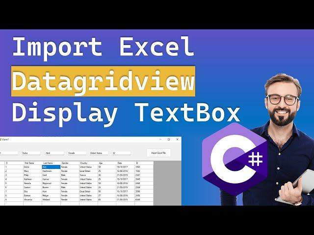 Import Excel to Datagridview & Display in Textbox C#