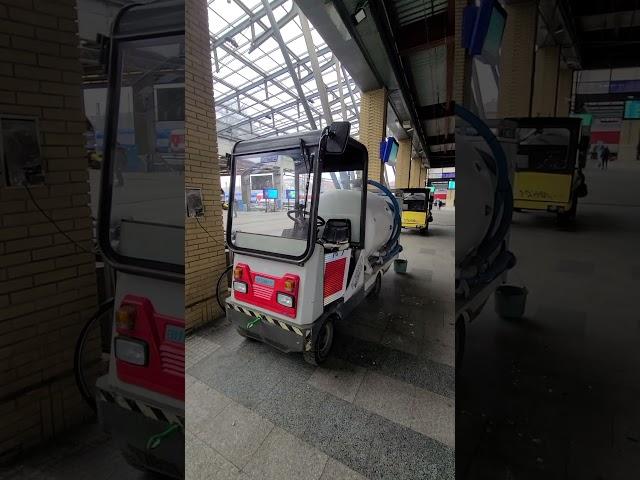 RED white mini work truck spotted at the 'Nyugati' or West Station in Budapest (12.2024)