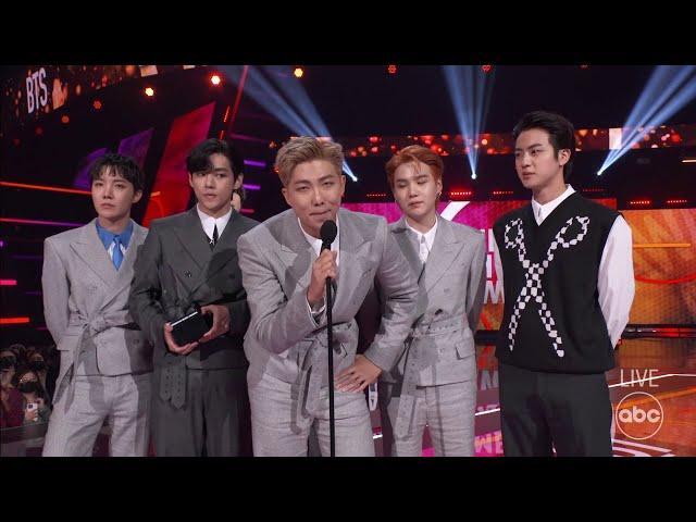 BTS Accepts the 2021 American Music Award for Artist of the Year - The American Music Awards